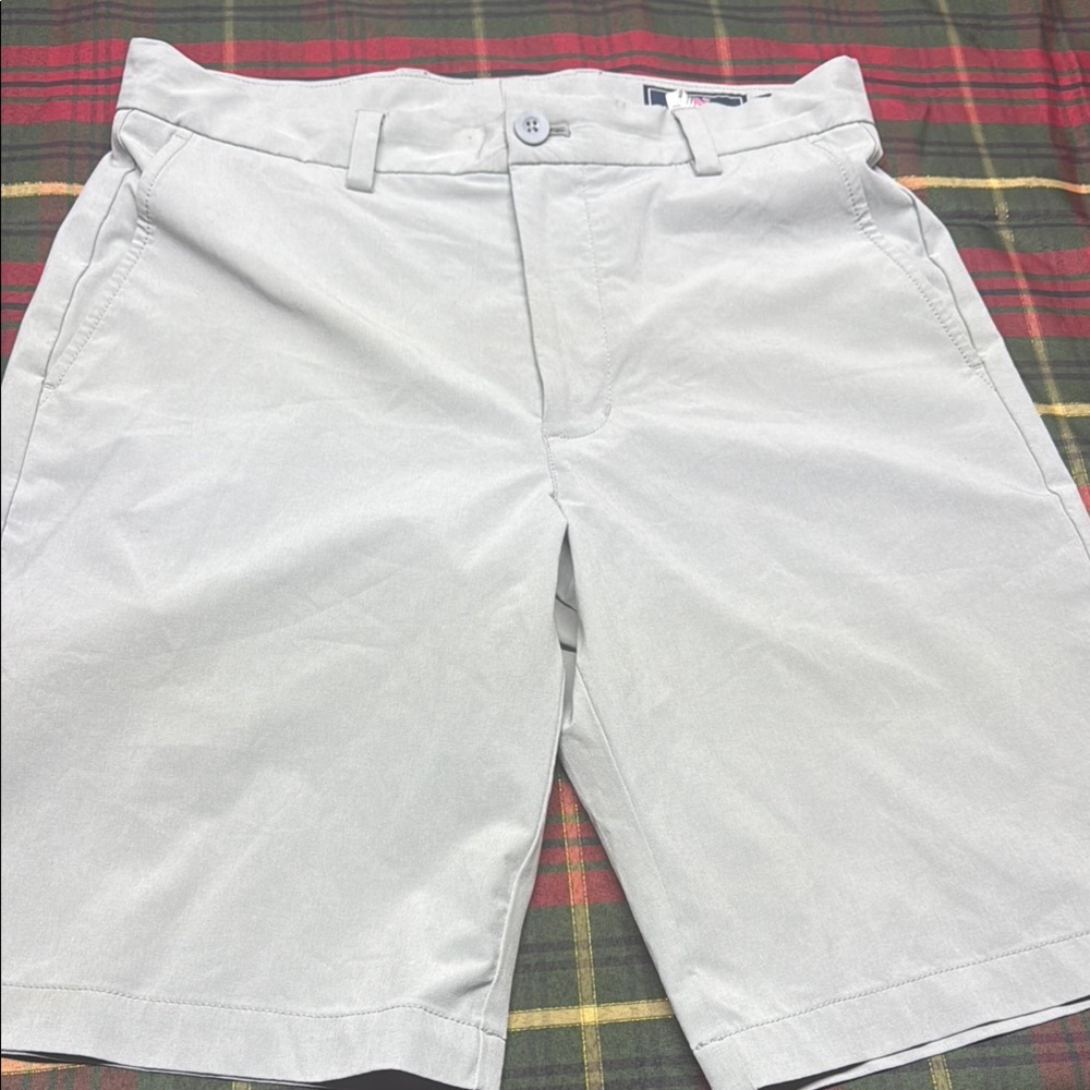 Gray Flat Front Knee-Length Shorts